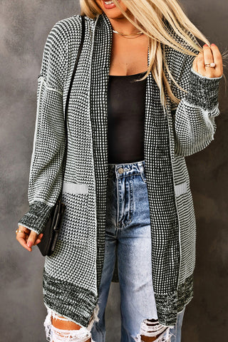 Gray Plus Size Textured Knit Cardigan